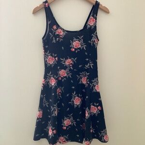 H&M Floral Black Small Skater Dress